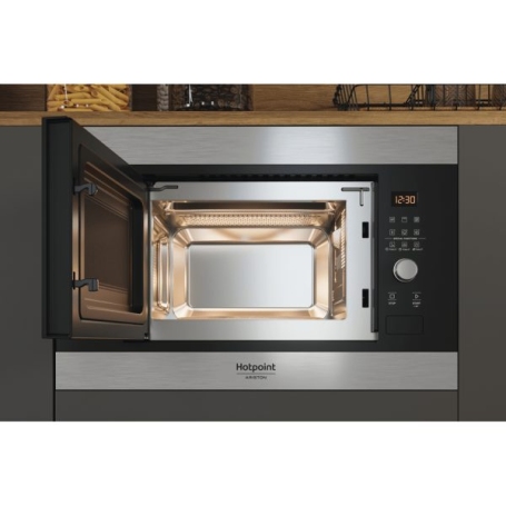 HOTPOINT ARISTON MF20G IX HA FORNO A MICROONDE DA INCASSO 20LT 80 WATT GRILL IN VETRO NERO E INOX
