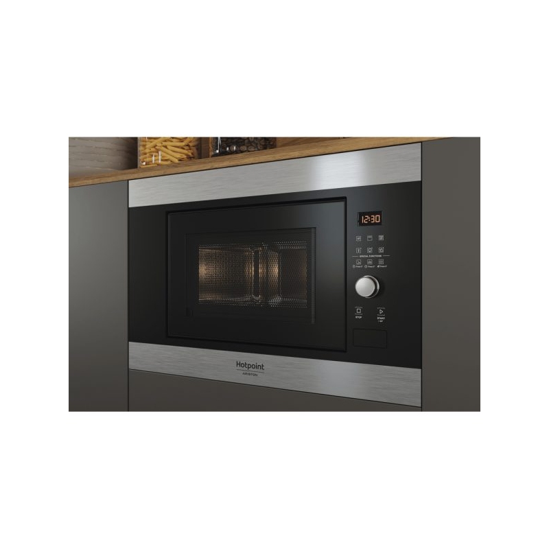 FORNO A MICROONDE DA INCASSO IN VETRO NERO/INOX HOTPOINT ARISTON MF20G ...