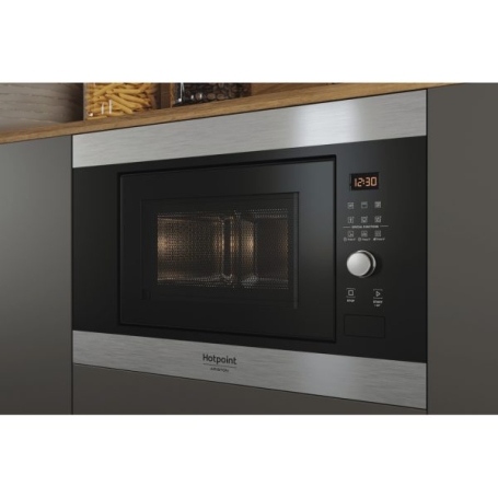 HOTPOINT ARISTON MF20G IX HA FORNO A MICROONDE DA INCASSO 20LT 80 WATT GRILL IN VETRO NERO E INOX