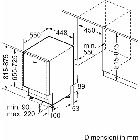 BOSCH SPV4HMX49E LAVASTOVIGLIE DA INCASSO A SCOMPARSA TOTALE 10 COPERTI WIFI CLASSE E