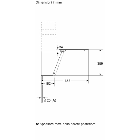 BOSCH DWK65DK60 CAPPA A PARETE ASPIRANTE IN VETRO NERO CLASSE A