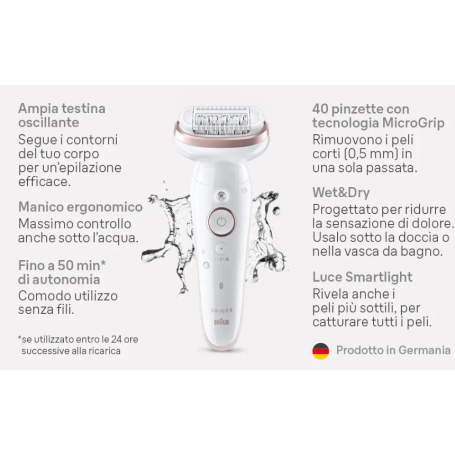 BRAUN SILK-ÉPIL 9 9-000 TOTAL BODY WET&DRY CON LUCE - S-EPIL9000