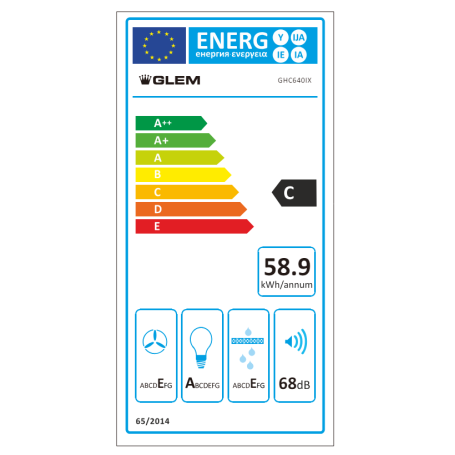 GLEM GAS GHC640IX CAPPA SOTTOPENSILE ASPIRANTE 60CM COLORE INOX