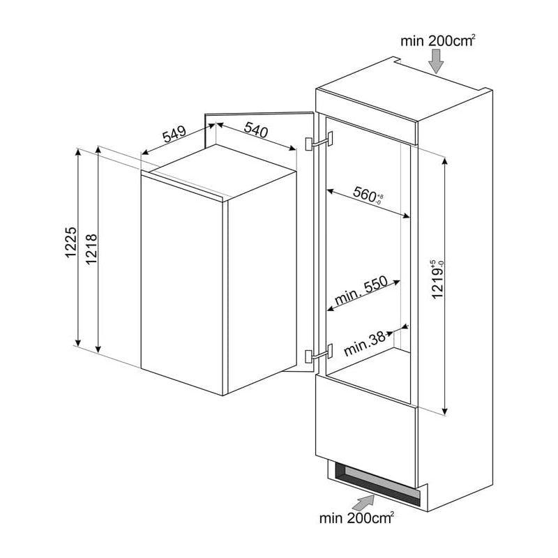SMEG S4C122F FRIGORIFERO MONOPORTA DA INCASSO...