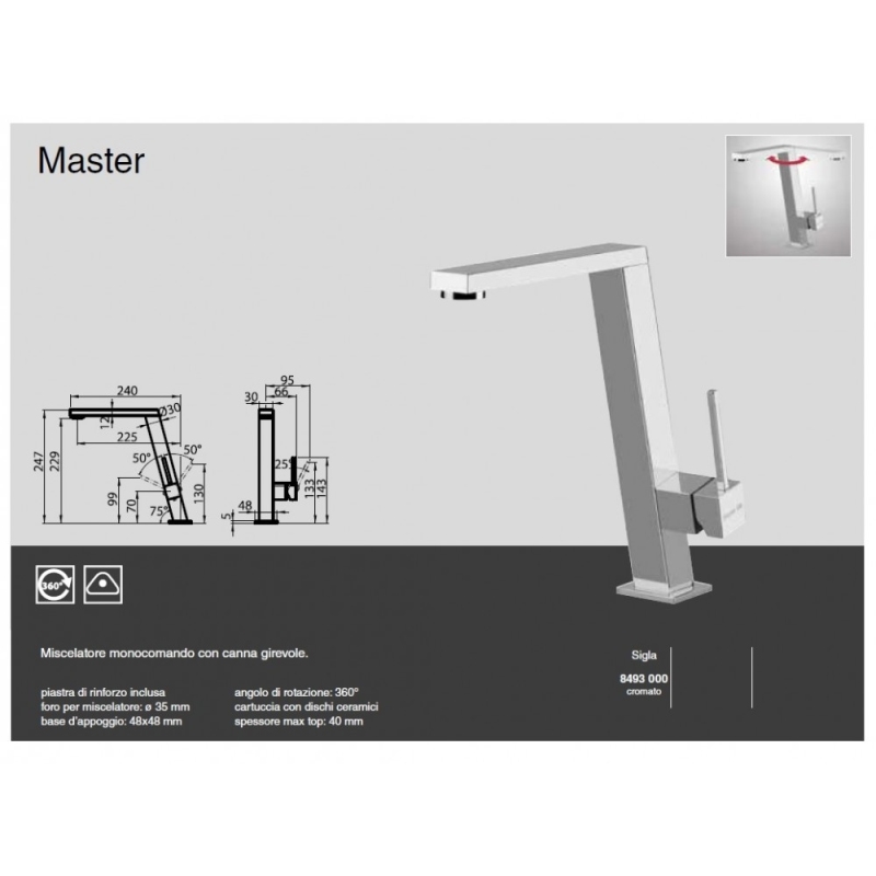 FOSTER 8493 000 MASTER MISCELATORE MONOCOMANDO...