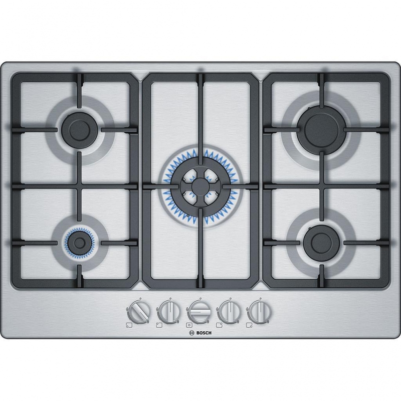 BOSCH PGQ7B5B90 PIANO COTTURA DA INCASSO 75CM 5 FUOCHI A GAS INOX