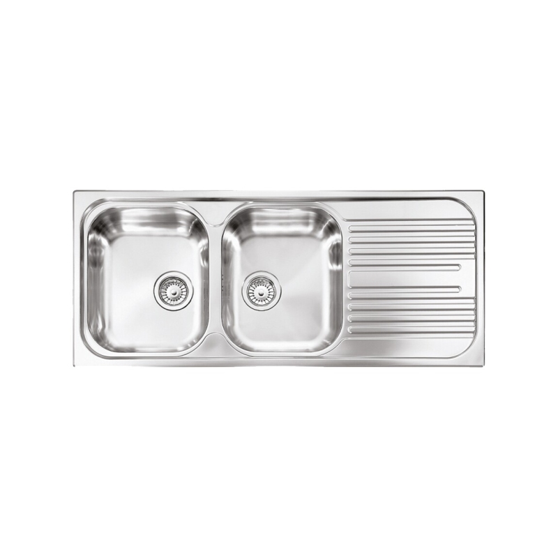 PLADOS TL11621 LAVELLO 116X50CM 2 VASCHE + GOCCIOLATOIO A DESTRA IN ACCIAIO INOX