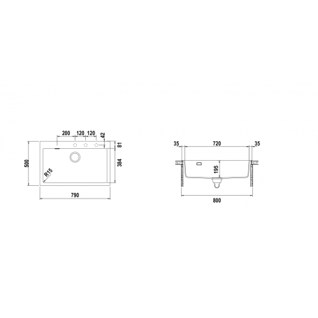 SCHOCK PRIMUS PRIN100AP13 LAVELLO MONOVASCA 79X50 IN CRISTALITE NERO ASSOLUTO