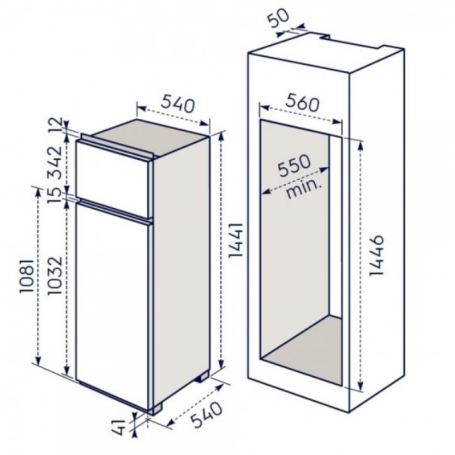 ELECTROLUX KTS5LE14S FRIGORIFERO DOPPIA PORTA DA INCASSO 144CM 218LT LOW FROST CLASSE E