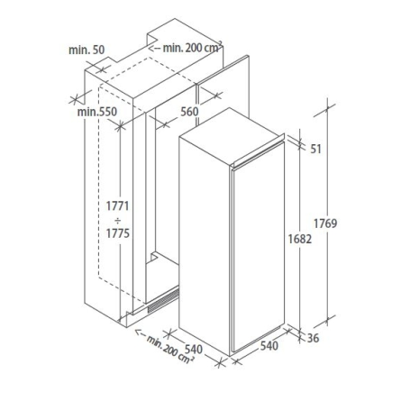 CANDY CM4S518EW FRIGO MONOPORTA DA INCASSO 286LT CLASSE E