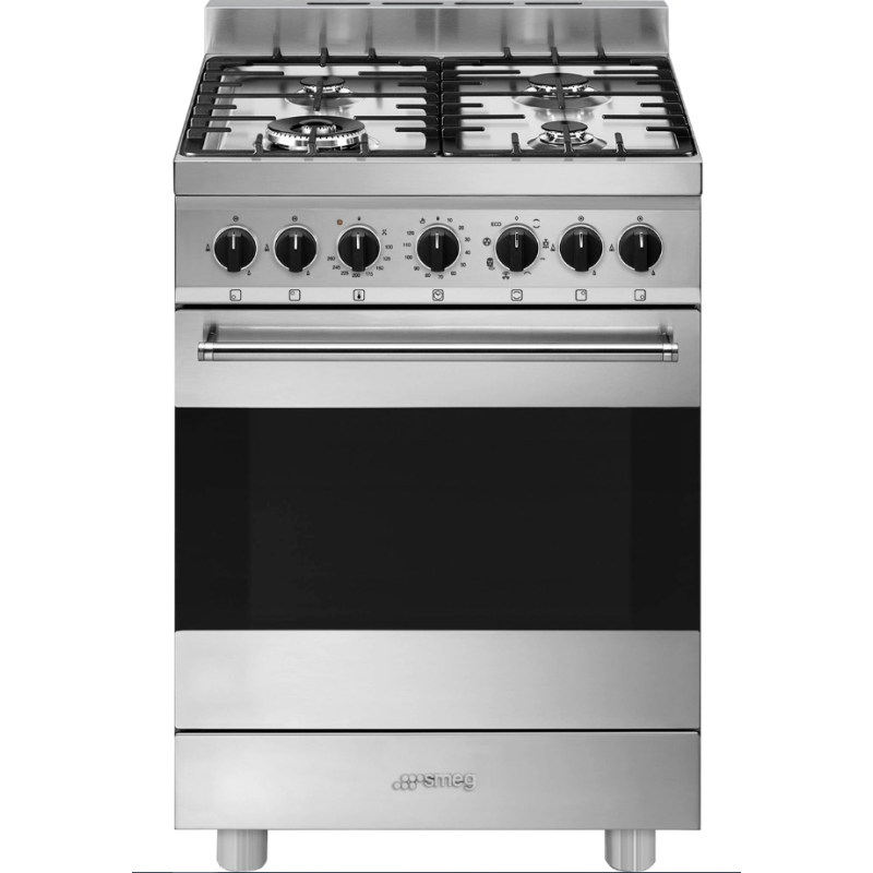 SMEG B61GMX2 CUCINA 60X60CM 4 FUOCHI A GAS FORNO ELETTRICO MULTIFUNZIONE INOX