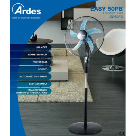 ARDES EASY 50PB VENTILATORE A PIANTANA 5 PALE 3 VELOCITA' - EASY50PB