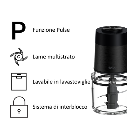 HAIER HCH5B1 011 TRITATUTTO 2 VELOCITA' CAPIENZA 0,5 LT NERO