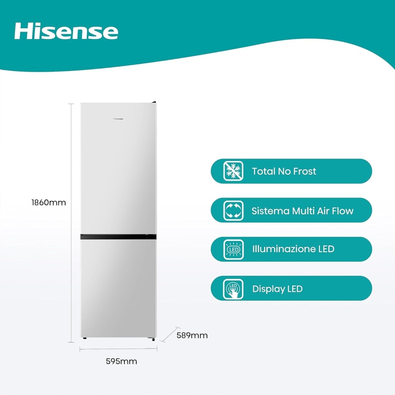 HISENSE RB390N4AWE FRIGORIFERO COMBINATO 304LT...