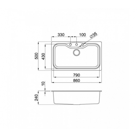 ELLECI LGF36051 LAVELLO MONOVASCA 86x50 CM GRANITEK AVENA