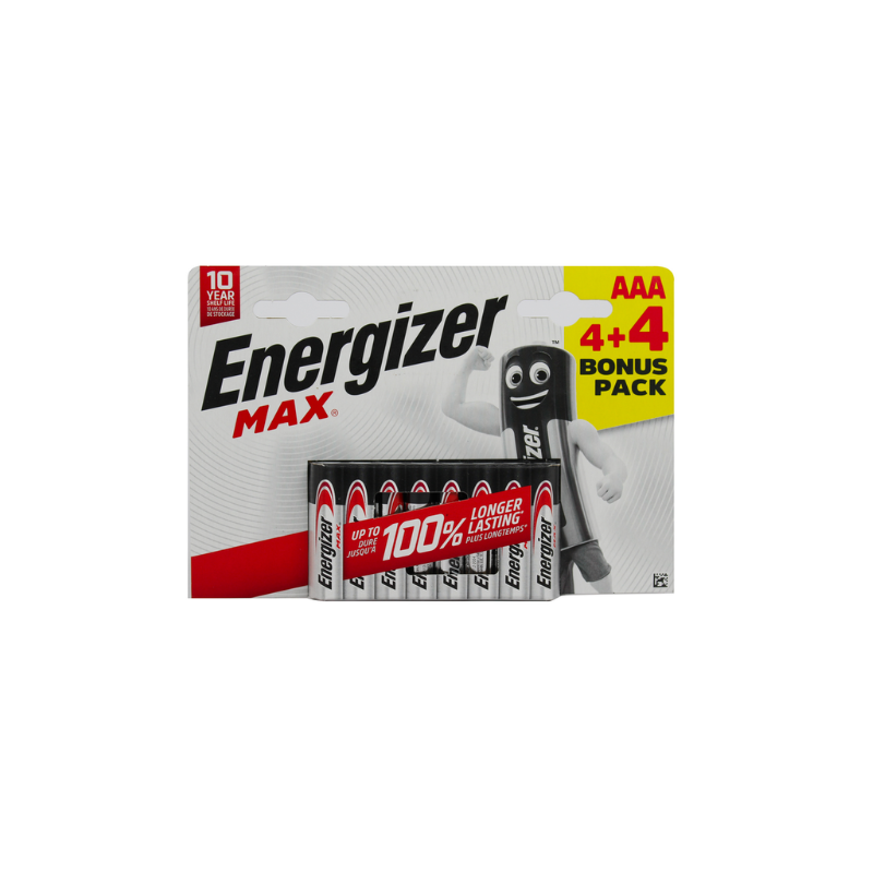 ENERGIZER E301533900 BATTERIE ALCALINE MINISTILO AAA 1,5 V BLISTER 4+4 PEZZI