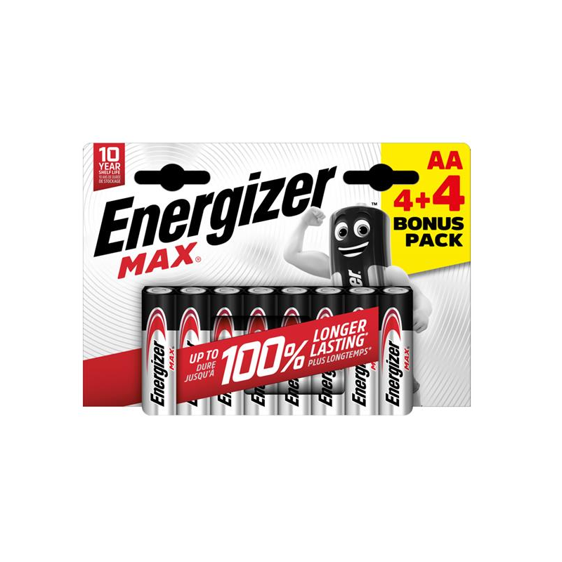 ENERGIZER E301594800 BATTERIE ALCALINE STILO AA 1,2V BLISTER 4+4 PEZZI