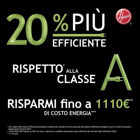 HOOVER H5WPB49AMBC8/1-S LAVATRICE 9 KG 1400 GIRI WIFI ECO DOSER CLASSE A - 20%