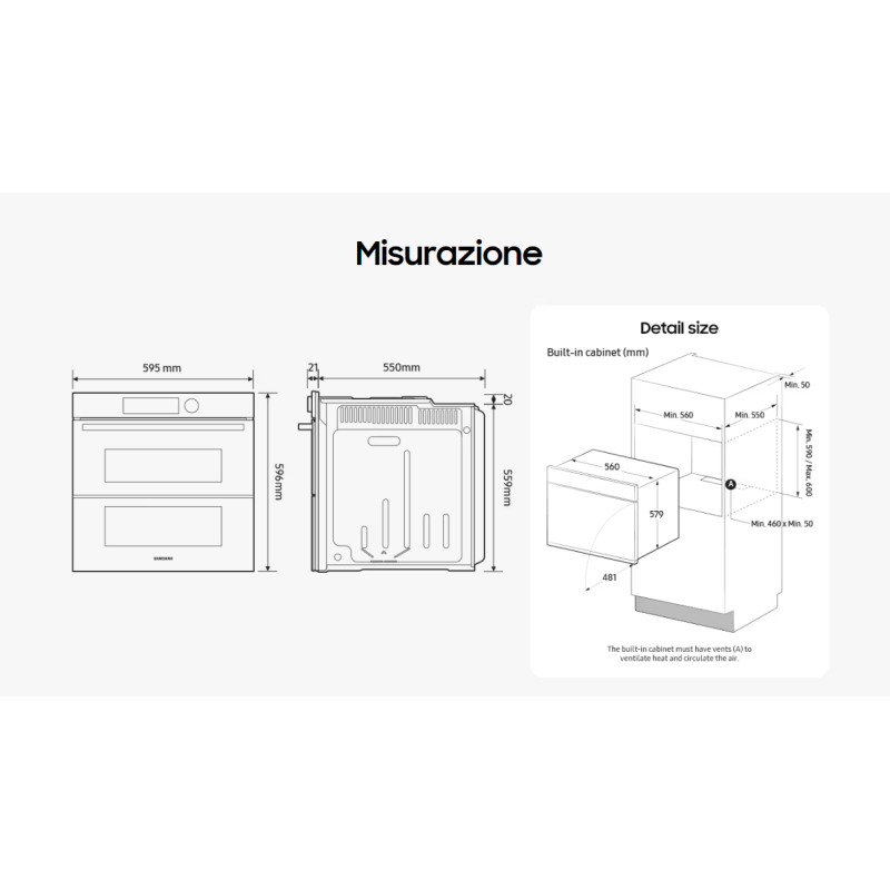 SAMSUNG NV7B4240UBS/U5 FORNO DA INCASSO...