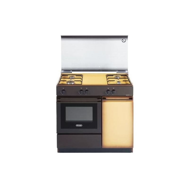 OUTLET DE LONGHI O-SGK854N CUCINA 86X50 4 FUOCHI FORNO A GAS COPERCHIO IN CRISTALLO COLORE COPPERTONE - CON DIFETTI