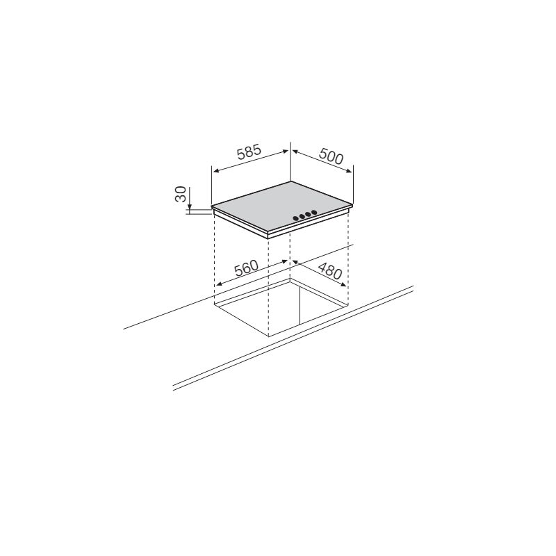 GLEM GAS GT645AN PIANO COTTURA DA INCASSO 60CM...