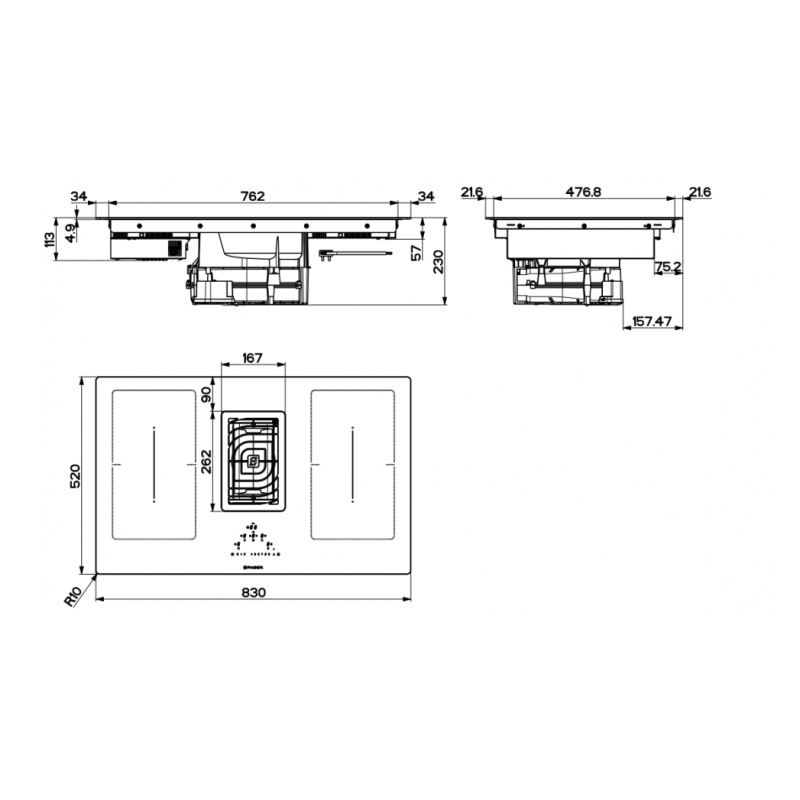 FABER SMART BK GLASS A830 GALILEO PIANO COTTURA...