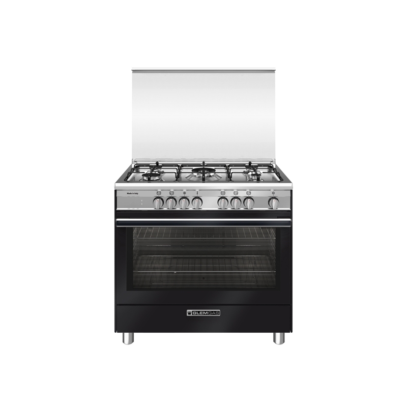 GLEM GAS SB965MBK CUCINA 90X60 PIANO COTTURA 5 FUOCHI A GAS FORNO ELETTRICO MULTIFUNZIONE CLASSE A+ COLORE NERO CARBONE