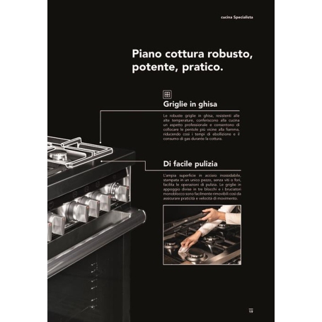 Cucina Glem Gas ST965MBK nero carbone 90x60 5 fuochi forno 104L