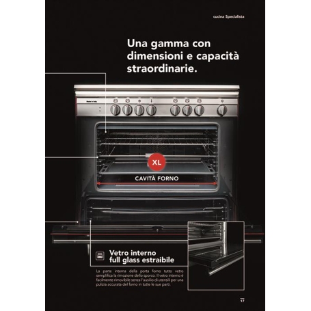 GLEM GAS ST965MBK Cucina a gas 90x60cm, 5 fuochi, Forno Elettrico 104lt, Colore nero