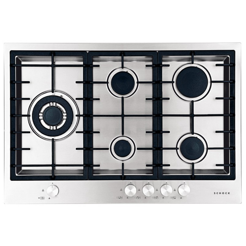 SCHOCK STF855HIX PIANO COTTURA DA INCASSO 75CM 5 FUOCHI A GAS INOX - PROMO