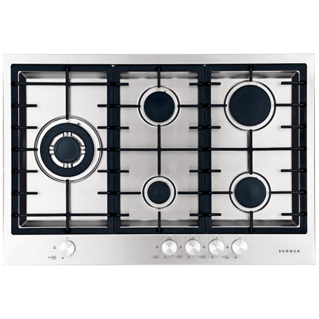 SCHOCK STF855HIX PIANO COTTURA DA INCASSO 75CM 5 FUOCHI A GAS INOX - PROMO
