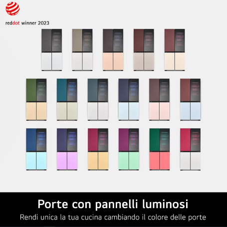 LG GMV960NNME FRIGORIFERO 4 PORTE INSTAVIEW MOODUP 617LT NO FROST WIFI CLASSE E COLORE PERSONALIZZABILE