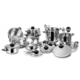 LAGOSTINA DIETETICA BATTERIA DI PENTOLE 24 PEZZI IN ACCIAIO INOX 18/10 COMPATIBILE CON INDUZIONE COD. 010500000003 - PROMO