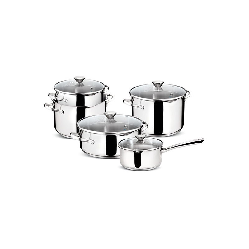 LAGOSTINA SMART BATTERIA DI PENTOLE 9 PEZZI IN ACCIAIO INOX ADATTA PER INDUZIONE - 010716600009 - PROMO