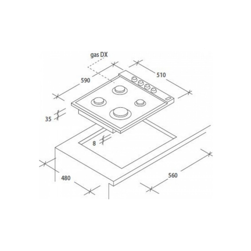 CANDY CHW6LWW PIANO COTTURA 60CM 4 FUOCHI A GAS...