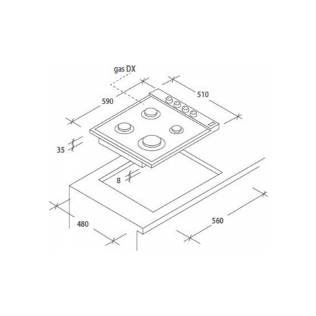 CANDY CHW6LWW PIANO COTTURA 60CM 4 FUOCHI A GAS BIANCO