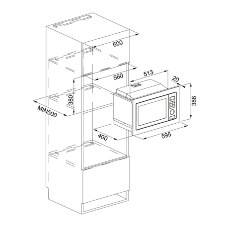 FRANKE FMW 250 CR2 G BK FORNO A MICROONDE DA INCASSO 25LT CON GRILL COLORE NERO - 131.0391.304