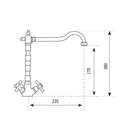 ARGO 1870 MISCELATORE CANNA ANTICA DOPPIO COMANDO COLORE VECCHIO BRONZO