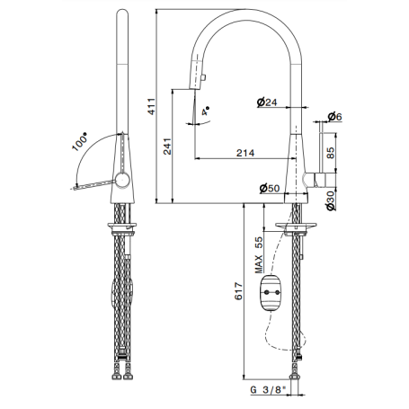 NEWFORM 64213.31.028 YCON MISCELATORE CON DOCCETTA ESTRAIBILE COLORE CROMO