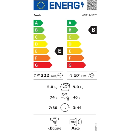 BOSCH WNA144V0IT LAVASCIUGA 9/5 KG 1400 GIRI INVERTER VAPORE CLASSE E/B