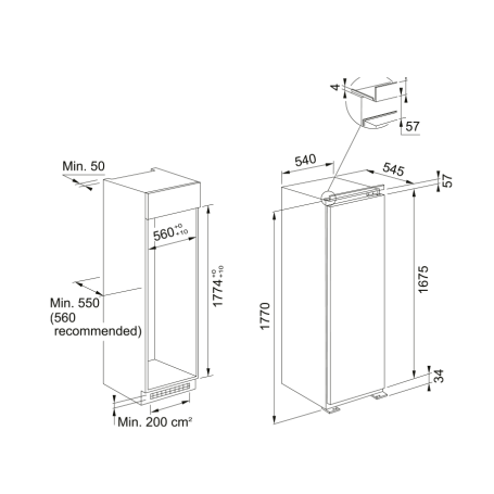 FRANKE FSDR 330 V NE E FRIGORIFERO MONOPORTA DA INCASSO VENTILATO 314LT CLASSE E - 118.0696.718