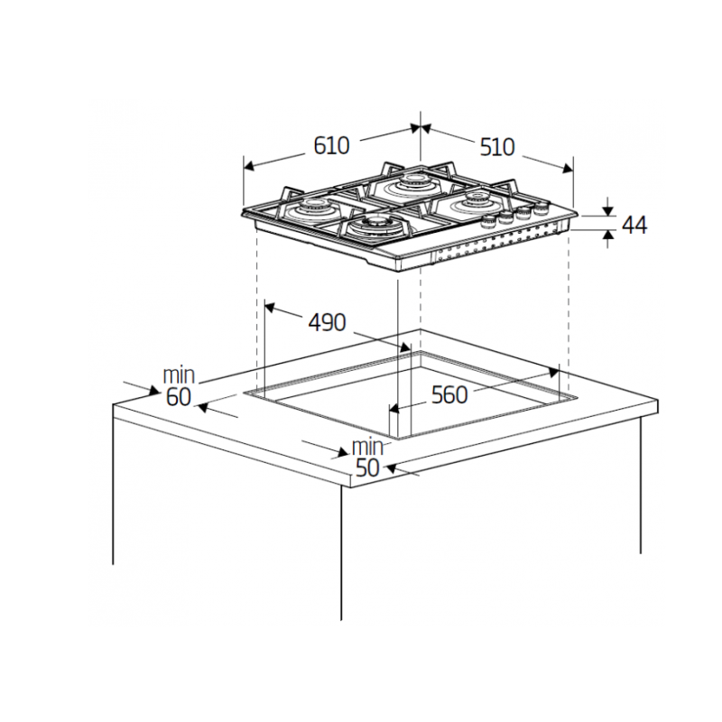 BEKO HIGG64123SW PIANO COTTURA 60CM 4 FUOCHI A...