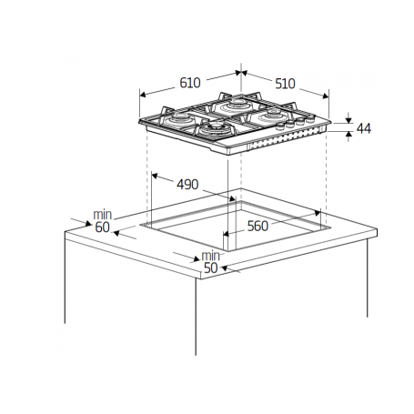 BEKO HIGG64123SW PIANO COTTURA 60CM 4 FUOCHI A GAS COLORE BIANCO