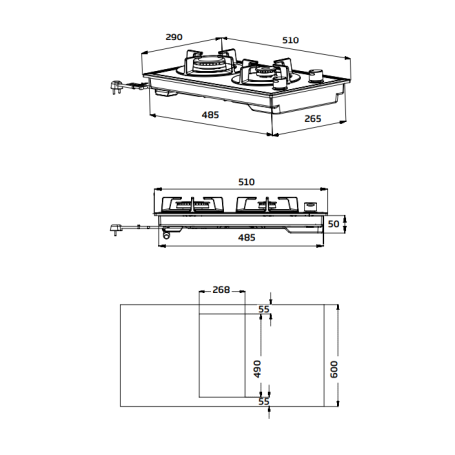 BEKO HDCG 32220 FX PIANO COTTURA 30 CM 2 FUOCHI A GAS INOX - HDCG32220FX