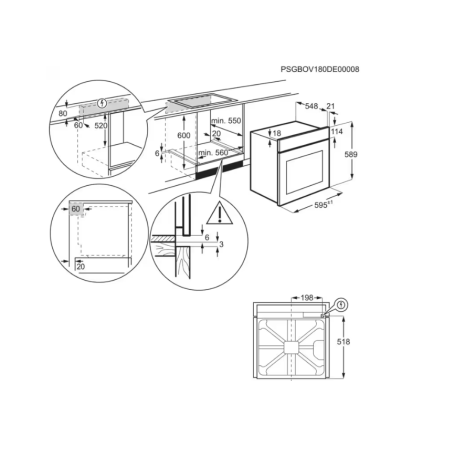 ELECTROLUX EOH2H044K FORNO DA INCASSO ELETTRICO VENTILATO 68LT FUNZIONE PIZZA ACQUA CLEAN CLASSE A+ NERO
