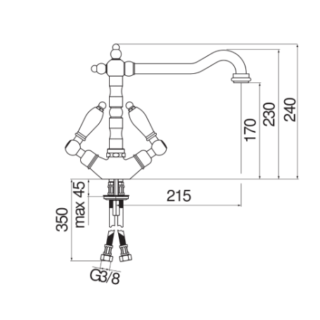 NOBILI AT31117CR MISCELATORE DOPPIO COMANDO CANNA ALTA COLORE CROMATO
