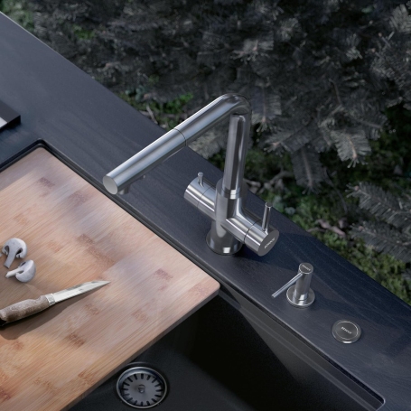 SCHOCK 560120EDM MISCELATORE A TRE VIE CON DOCCETTA ESTRAIBILE COLORE INOX