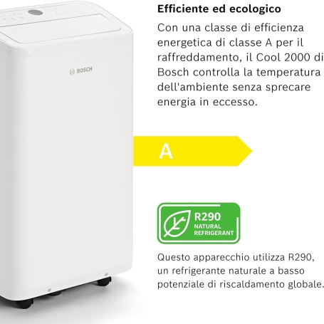BOSCH COOL2000 CONDIZIONATORE PORTATILE 9000 BTU GAS R-290 CLASSE A