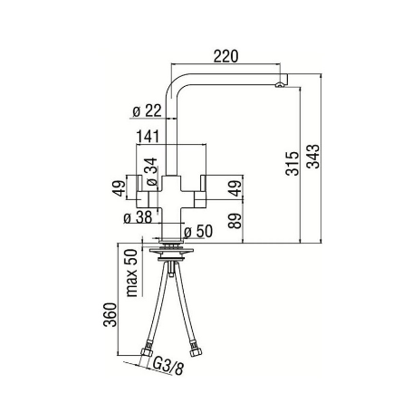 NOBILI AQ93823CR MISCELATORE DOPPIO COMANDO CANNA ALTA COLORE CROMATO