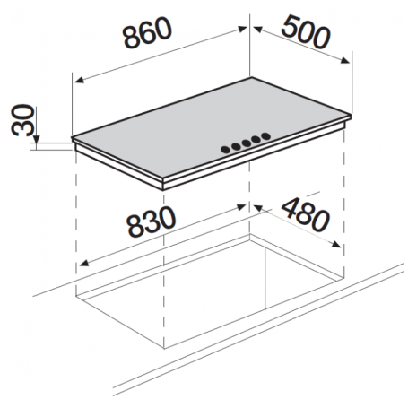 SCHOCK STS955IX PIANO COTTURA 90CM 5 FUOCHI A GAS COLORE INOX
